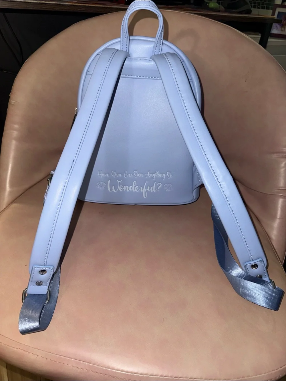 Loungefly White Mini Backpack with Pink Iridescent Sequin Pocket